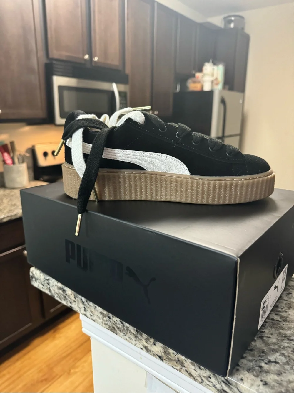 Puma Kids Suede Platform Sneaker - Black/White/Gum